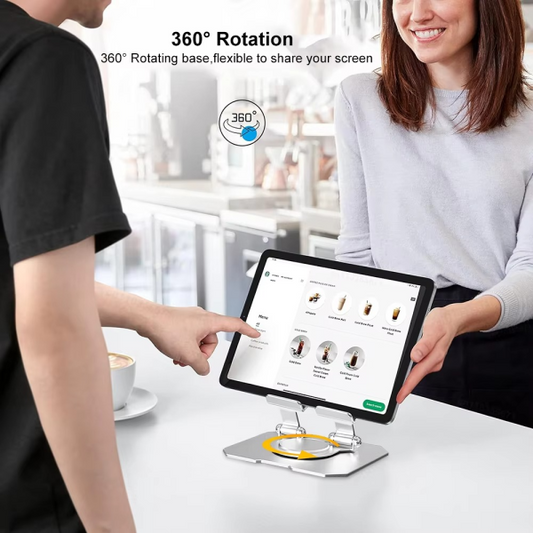 360° Rotating Metal Tablet & Mobile – Adjustable, Foldable, And Portable Desk Mount With Cooling Design For Phones, Tablets, And Small Devices, Device Cooling Stand | Stainless Steel Stand, Tablet Holder Stand – Random Color