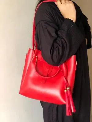 BagX -3 Pcs Women's PU Leather Handbag, Red